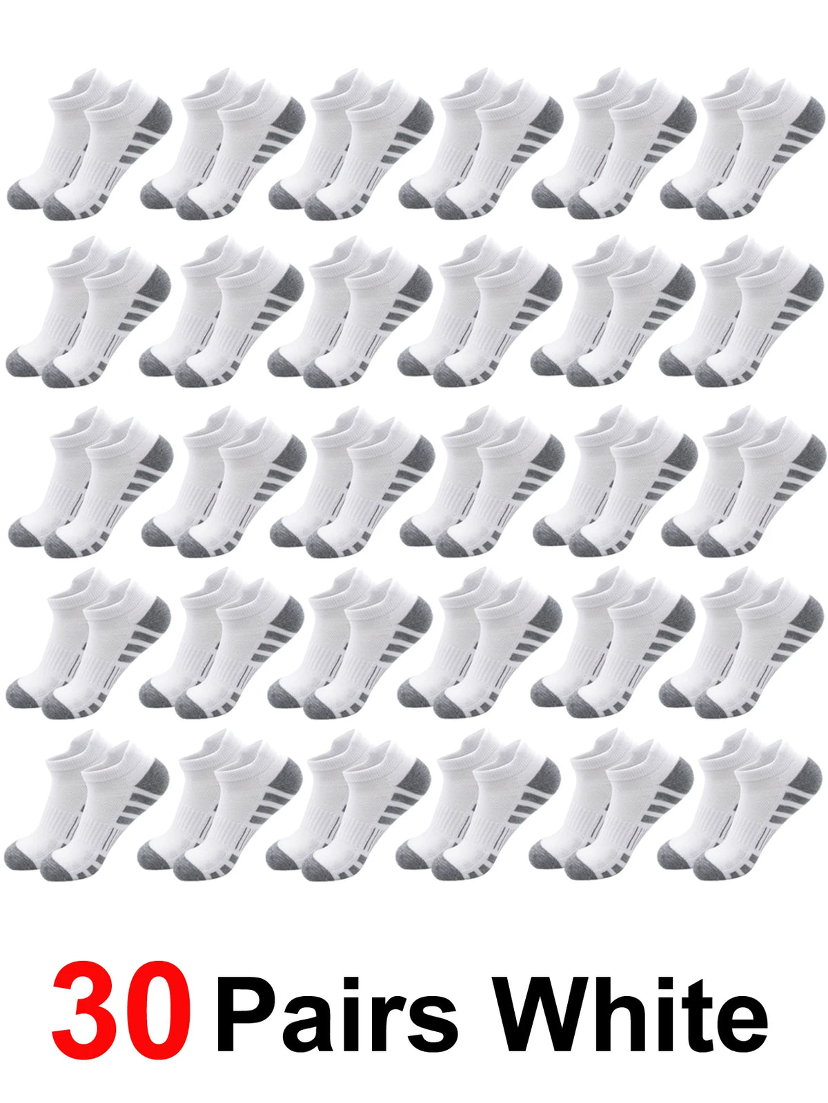 Cushioned Ankle Running Socks with Low-Cut Tab Design, Polyester Athletic Multipacks in 6, 12, 24 or 30 Pairs for Men's and Women's Workouts and Daily Wear