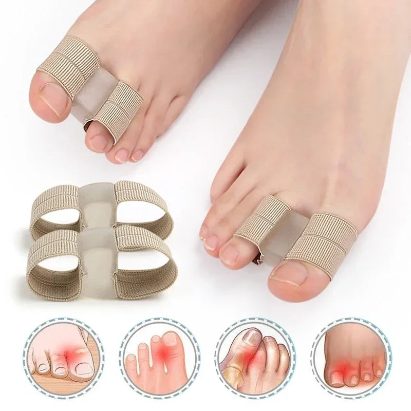 Two-Loop Toe Separator with Soft Flexible Gel Spacer, Nude Color and Listed SEBS, Nylon and Fiber Materials, One or Two-Piece Foot Care Options