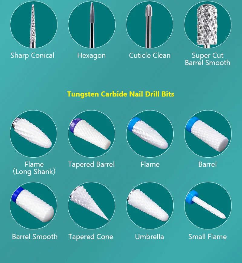 Dmoley Ceramic Nail Drill Bit, Single-Piece Manicure Milling Accessory with Storage Box and Numbered Style Options for Professional Nail Shaping and Gel Removal