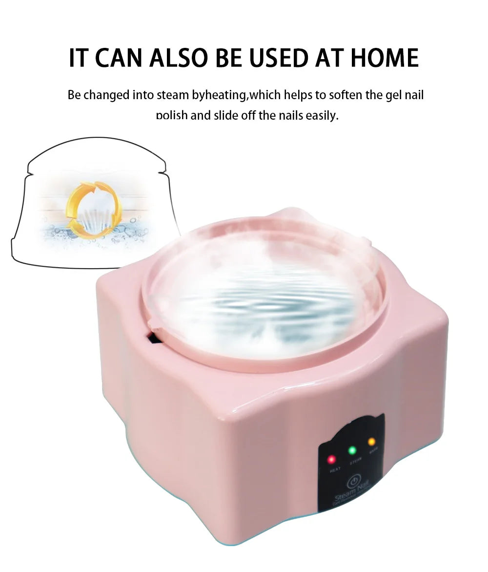 Electric Steam Gel Nail Remover with Five-Finger Use and Automatic Shutoff References, Compact Polish Removal Box for Instruction-Guided Manicure Care