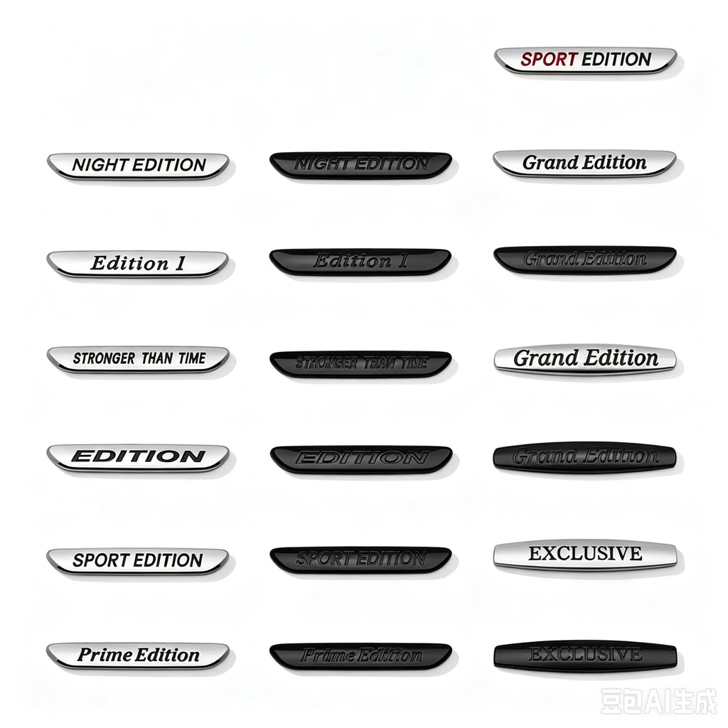 Zinc Alloy Car Badge Emblem with 3D Adhesive Styling for Body, Fender and Trunk, A-R Design Codes with Prime, Night, Grand, Exclusive and Sport Edition References