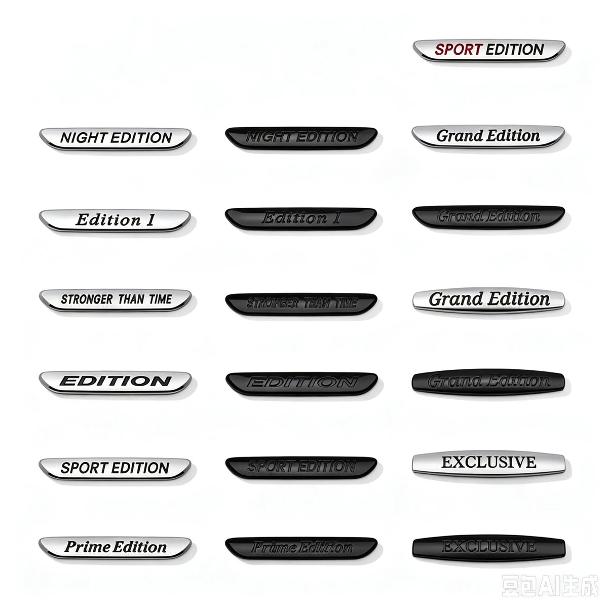 Zinc Alloy Car Badge Emblem with 3D Adhesive Styling for Body, Fender and Trunk, A-R Design Codes with Prime, Night, Grand, Exclusive and Sport Edition References