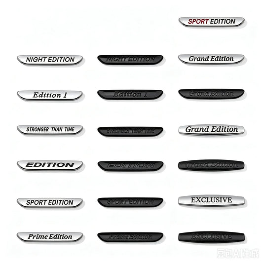 Zinc Alloy Car Badge Emblem with 3D Adhesive Styling for Body, Fender and Trunk, A-R Design Codes with Prime, Night, Grand, Exclusive and Sport Edition References
