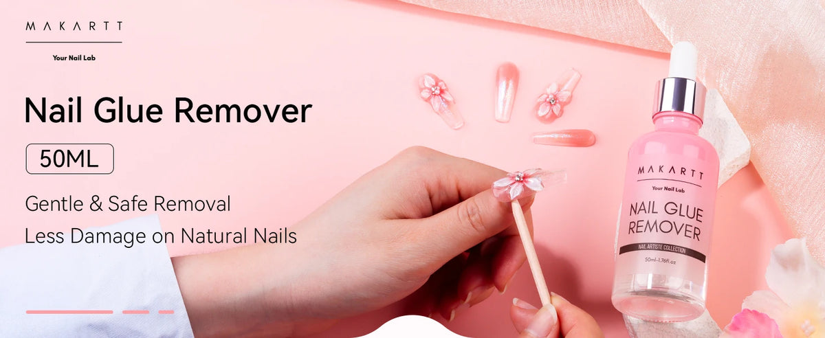 Press-On Nail Glue and Remover Options by Makartt, 10ml, 30ml or 50ml Remover Choices with Separate Liquid Adhesive Packs and Solid UV-Cured Gel Selection