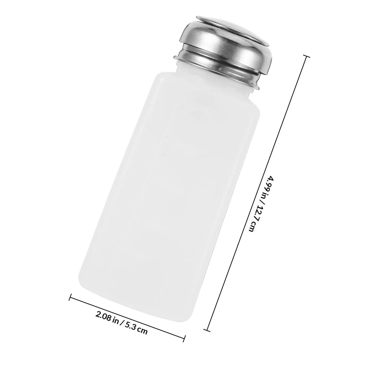 Press Down Pump Bottles 5-Pack in White, Refillable Plastic and Aluminum Beauty Liquid Dispensers for Compatible Nail Care and Makeup Station Supplies