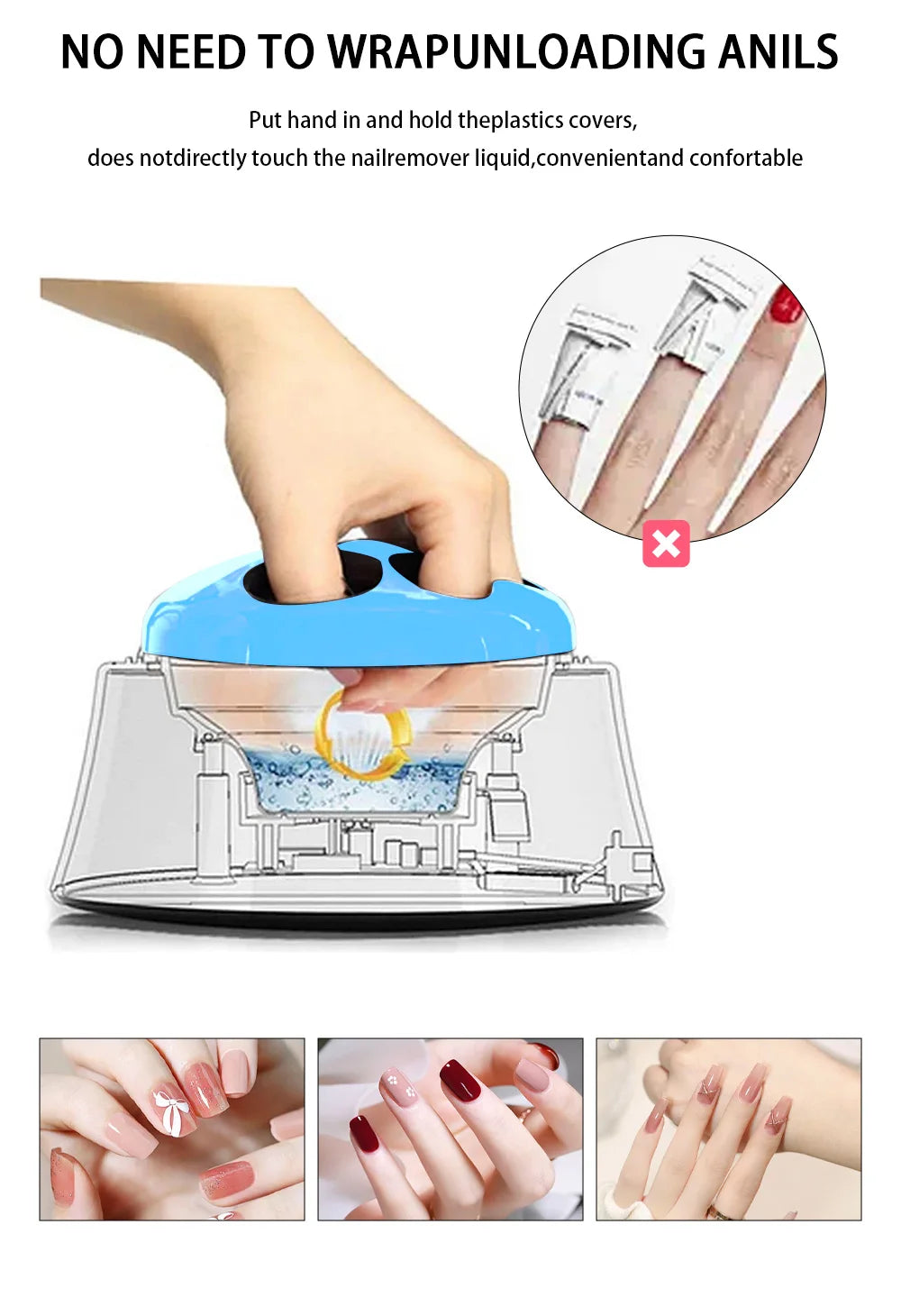 Electric Steam Gel Nail Remover with Five-Finger Use and Automatic Shutoff References, Compact Polish Removal Box for Instruction-Guided Manicure Care