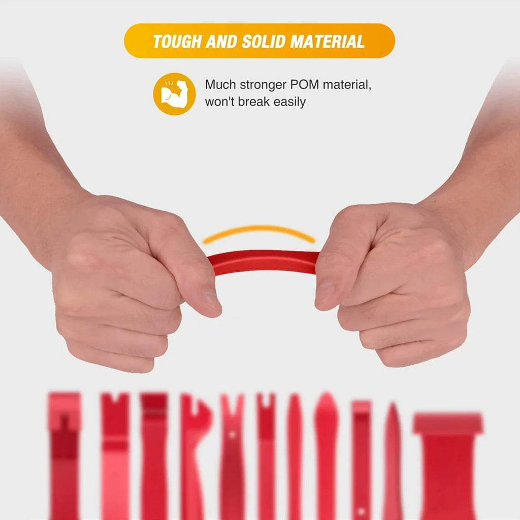 Car Trim Removal Tools with Red or Blue 5, 11 and 12-Piece Kit Options plus Separate Pliers, Manual Accessories for Door Panels, Clips and Dashboard Trim
