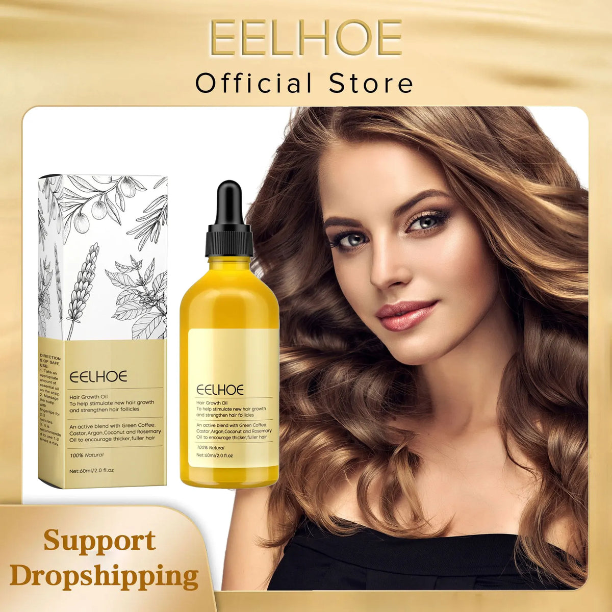 Rosemary Cosmetic Hair Oil by EELHOE with 60ml Boxed Selection, Hair and Scalp Grooming Oil for Label-Guided Home Care Routines with Additional Pack Options