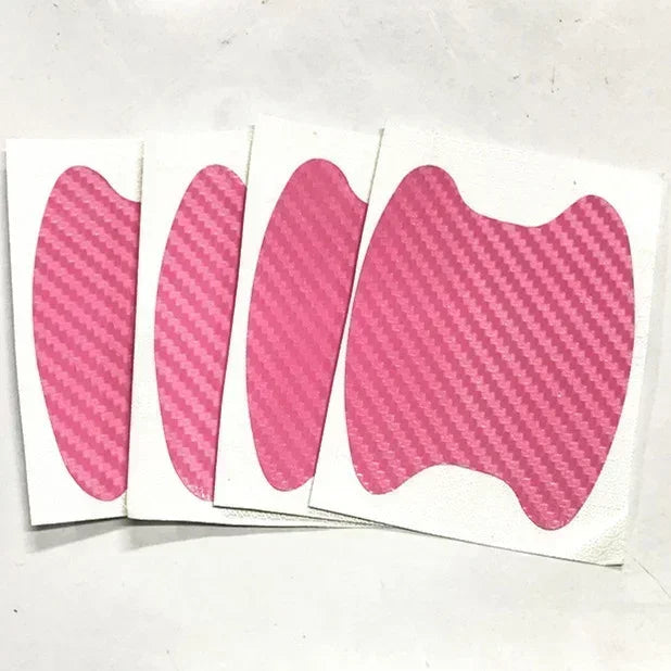 Car Door Handle Protection Stickers in Nine Colors, Four-Piece Adhesive Exterior Cover Set with Listed 8.5 x 6.8cm Size for Handle-Area Styling