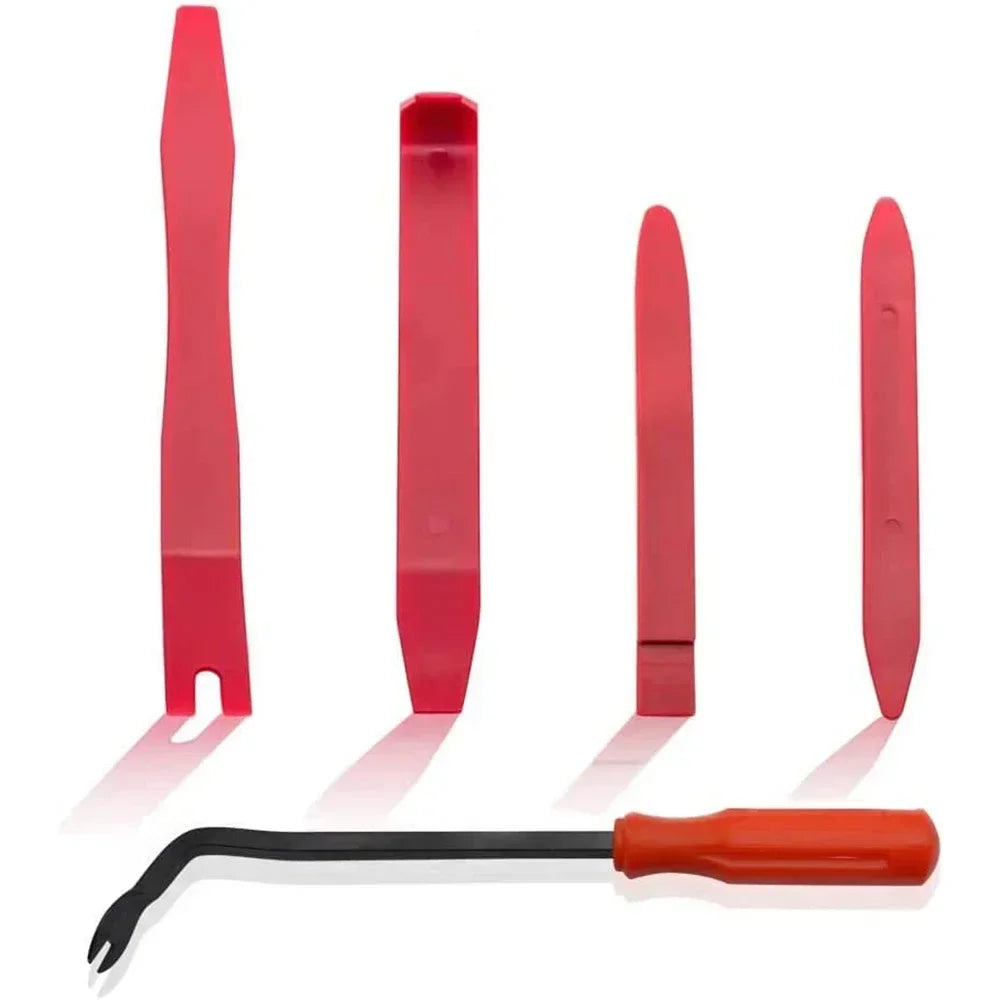 Car Trim Removal Tools with Red or Blue 5, 11 and 12-Piece Kit Options plus Separate Pliers, Manual Accessories for Door Panels, Clips and Dashboard Trim