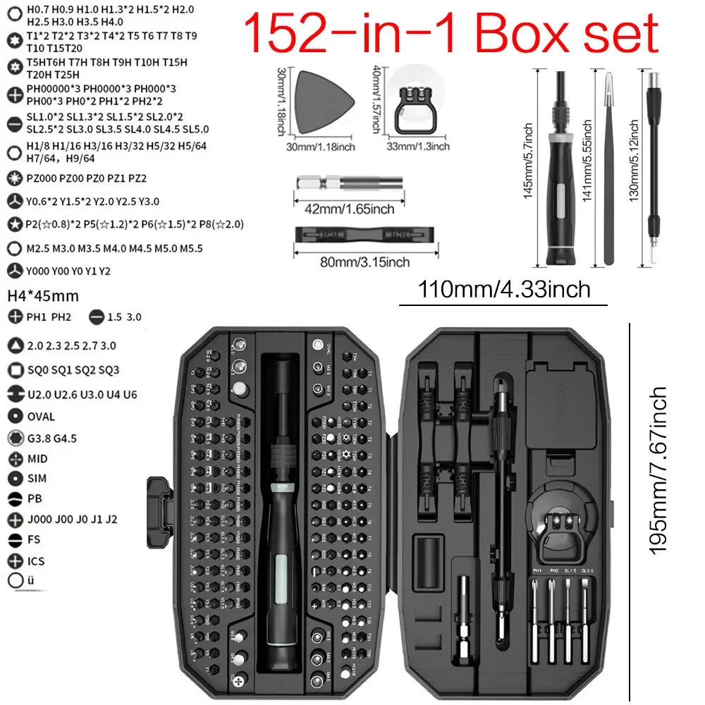 Precision Screwdriver Repair Kit, 25-in-1 or 152-in-1 CRV Steel Bit Set with Torx Options for Compatible Laptop, Computer and Small Electronics Projects