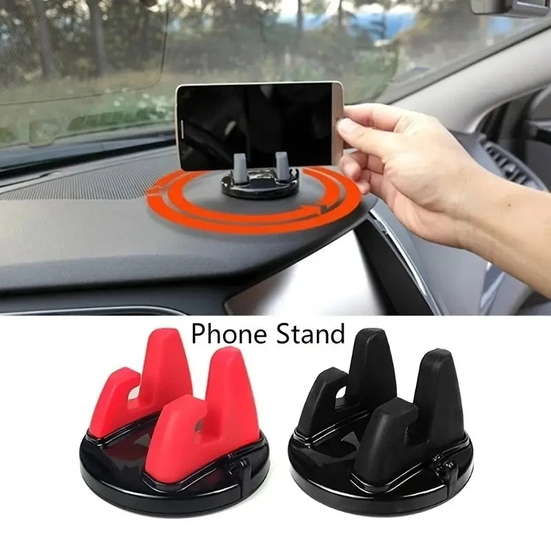 Car Phone Navigation Holder, 360° Rotating Mobile Phone Bracket with Listed Non-Slip Design, Black or Red Options for Compatible Vehicle Phone Positioning