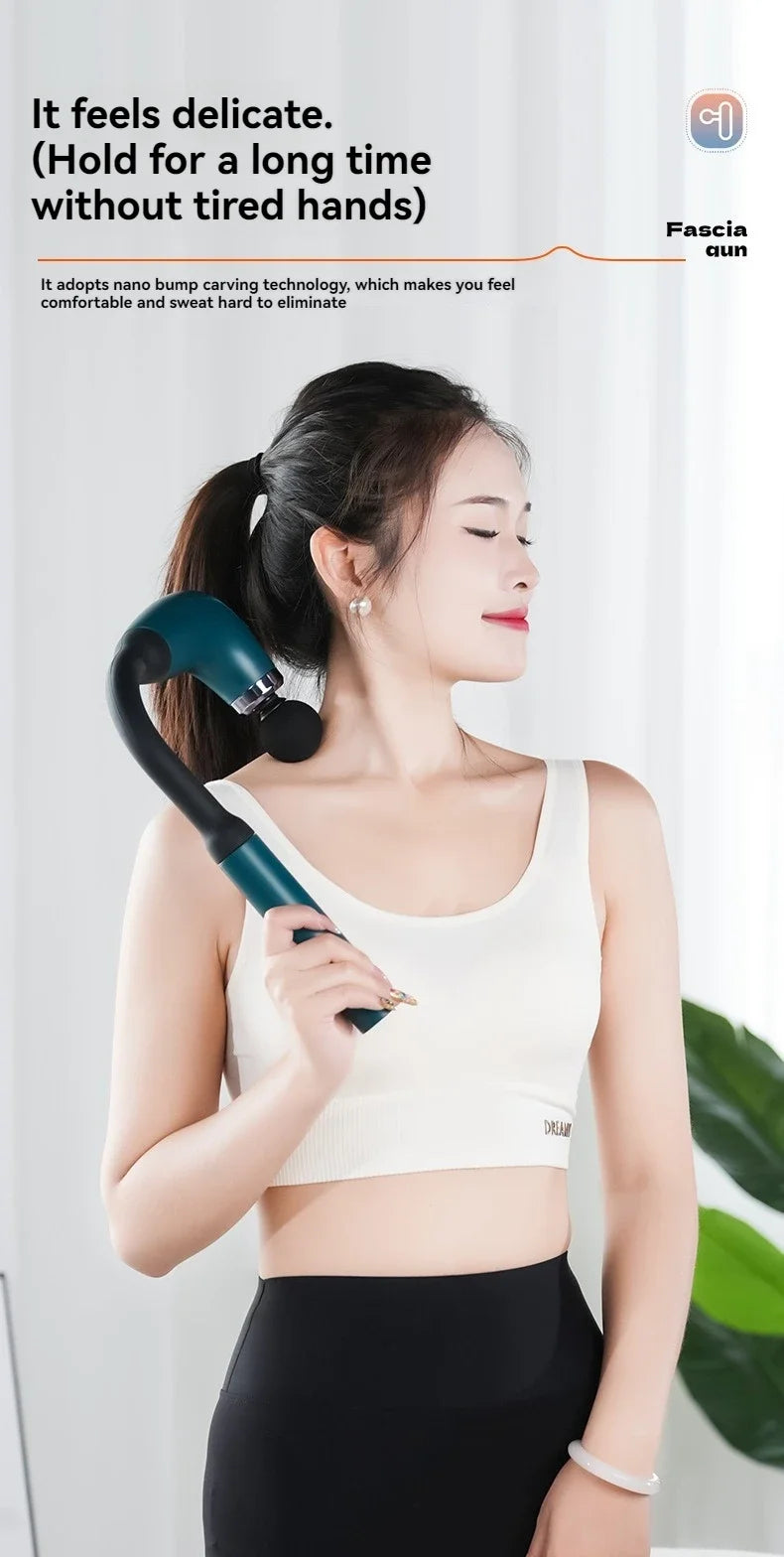 USB Rechargeable Massage Gun GB-868 with 9 Modes and 9 Intensity Levels, Handheld Electric Personal-Care Massager in Black or Silver for Home Relaxation