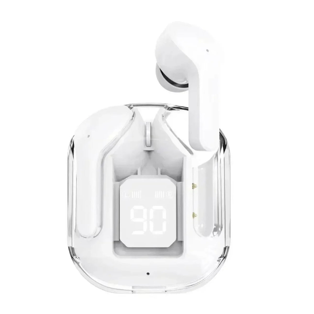 T2 Wireless Bluetooth Earphones with LED Power Display and Built-In Microphone, Transparent-Style In-Ear Audio Design in Five Colors for Music and Calls