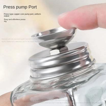 Glass Nail Liquid Pump Bottle 180ml, Empty Press-Top Dispenser for Compatible Manicure Cleansing Liquids and Nail Polish Remover at Home or Salon Stations