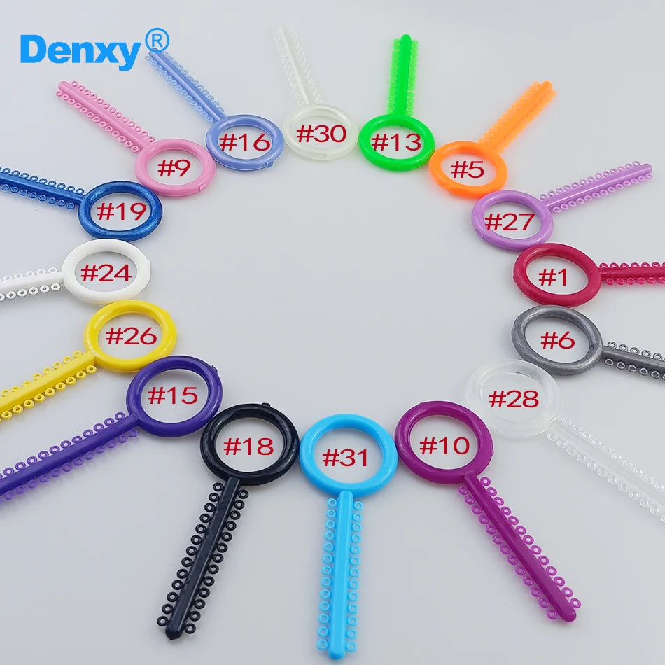 Orthodontic Ligature Ties 1040-Piece Bag, Urethane Elastic O-Rings on 40 Sticks with Numbered Color Options for Professional Braces Care