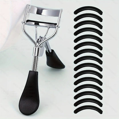 Stainless Steel Eyelash Curler with 15 Silicone Pads, Portable Lash Curling Tool in Seven Color Options for Everyday Makeup and Travel Beauty Kits