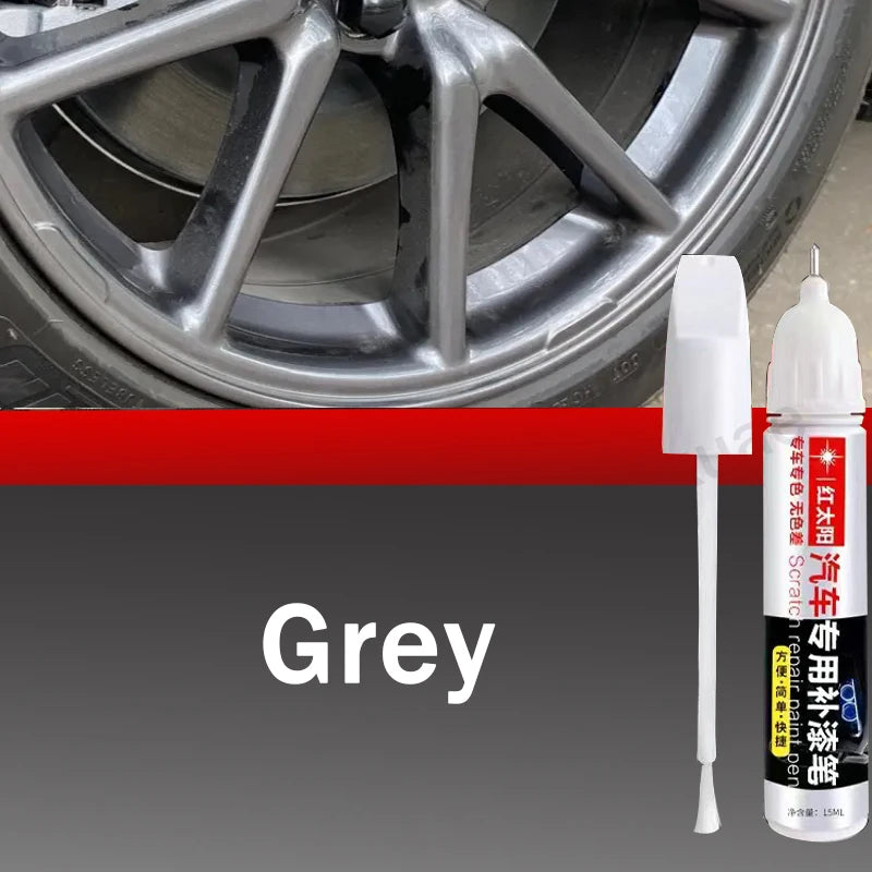 Wheel Rim Touch Up Paint Pen with Brush Application Reference, Silver, Matte Black, Gloss Black or Grey Options for Cosmetic Scuff and Chip Coverage