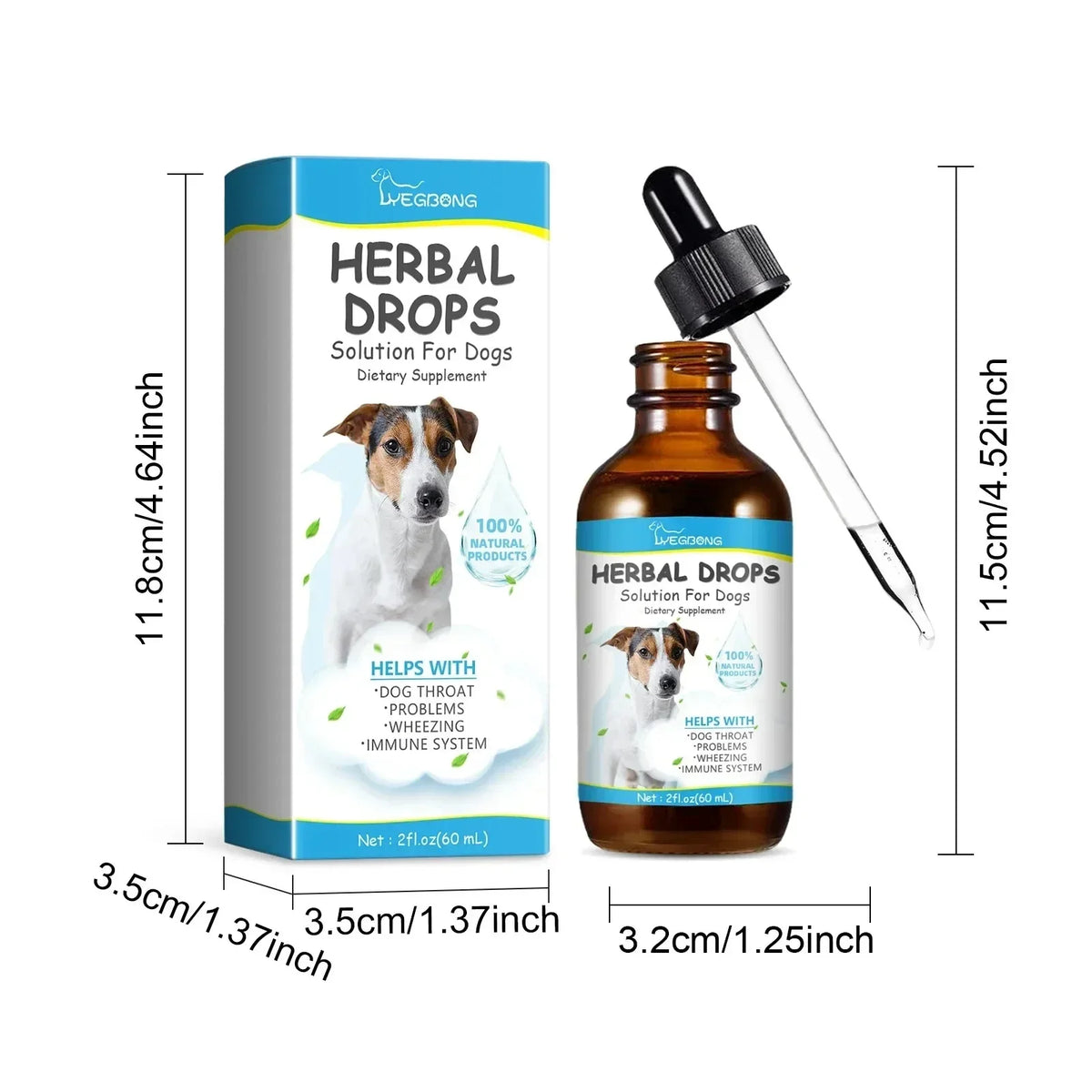 Yegbong Pet Drops, Listed 60ml Boxed Liquid Format with Single-Unit and Multi-Unit Option Labels, Ingredient and Veterinary Suitability Review Required Before Use