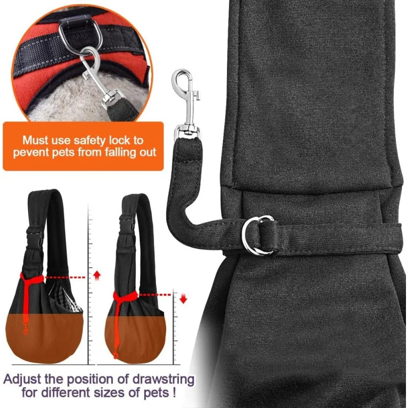 Small Dog Chest Carrier Bag with Adjustable Shoulder Strap and Zippered Pocket, Black or Gray Front Carry Accessory for Suitable Puppies and Pet Outings