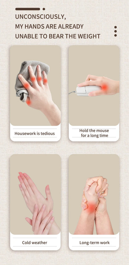 Heated Finger and Palm Massager in Gray with 13 TPU Airbags, Three Modes, Five Intensity Levels, 2000mAh Battery and Type-C Charging for Adult Relaxation