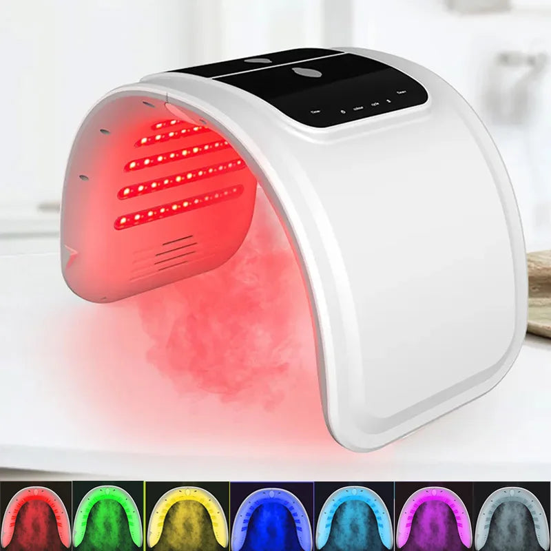 Facial LED Beauty Machine with Seven Listed Light Colors and Spray Option, 10W DC 12V Device with Adapter and Eyeshade References for At-Home Beauty Routines