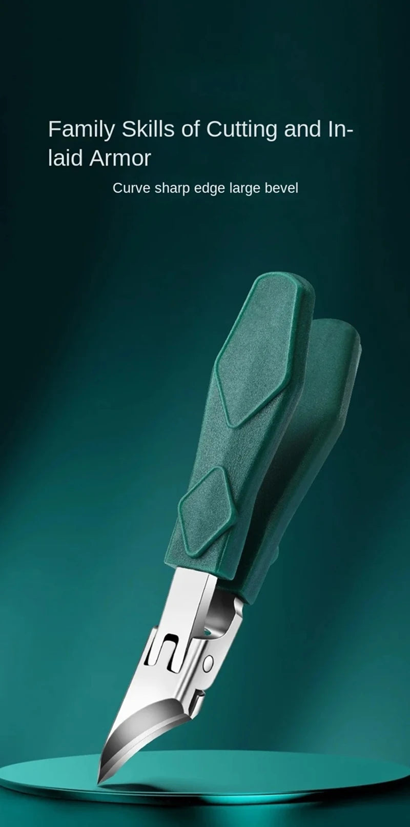 Slanted Toenail Clipper, Stainless Steel and PP Manual Nail Trimmer with Listed 10.2 x 1.8cm Size in Green or Black for Adult Home Pedicure Grooming