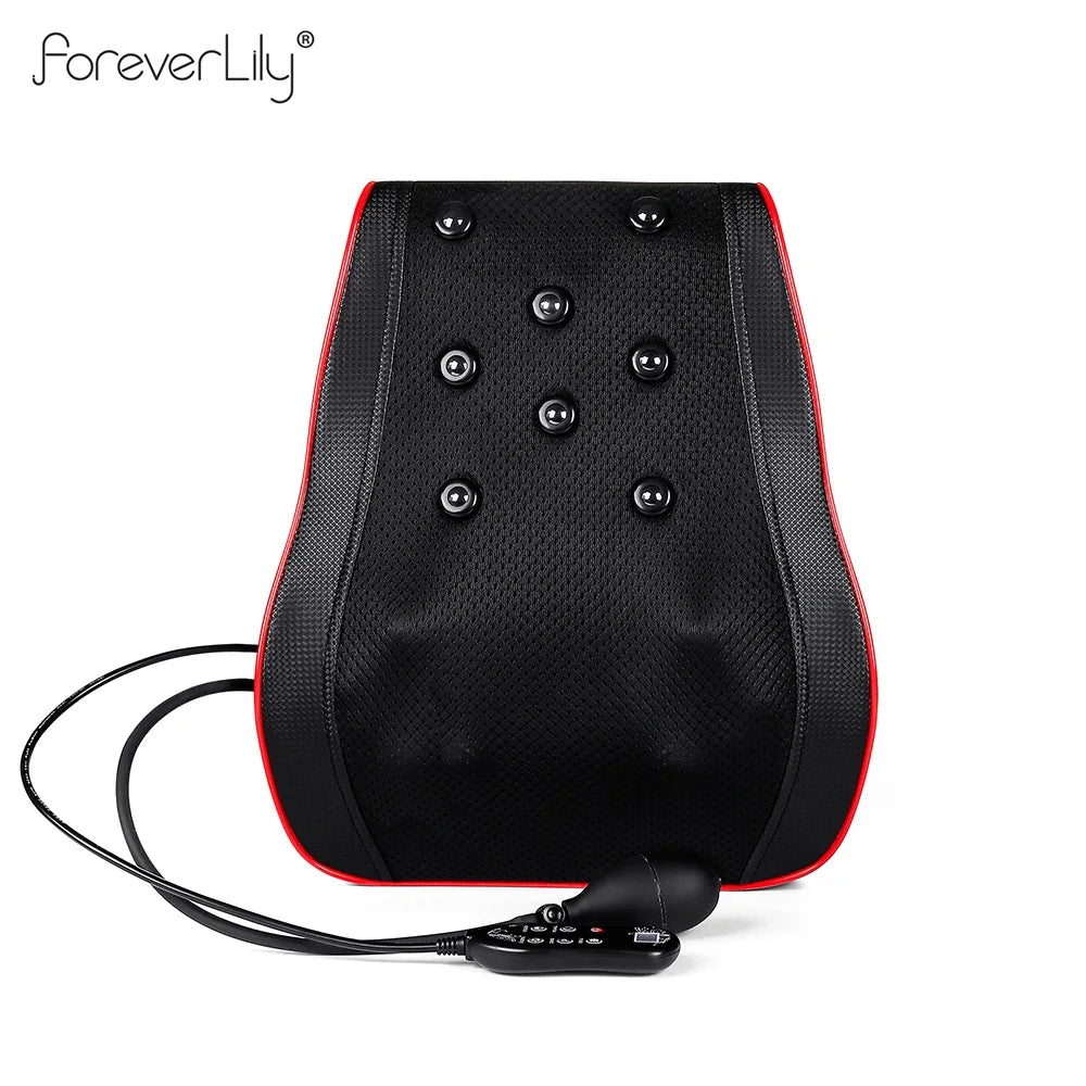 Back and Neck Massage Pillow with Listed 24W Power, PU Surface, One-Button Control and 15-Minute Auto Shutoff, Adapter and Vehicle Cable for Adult Relaxation