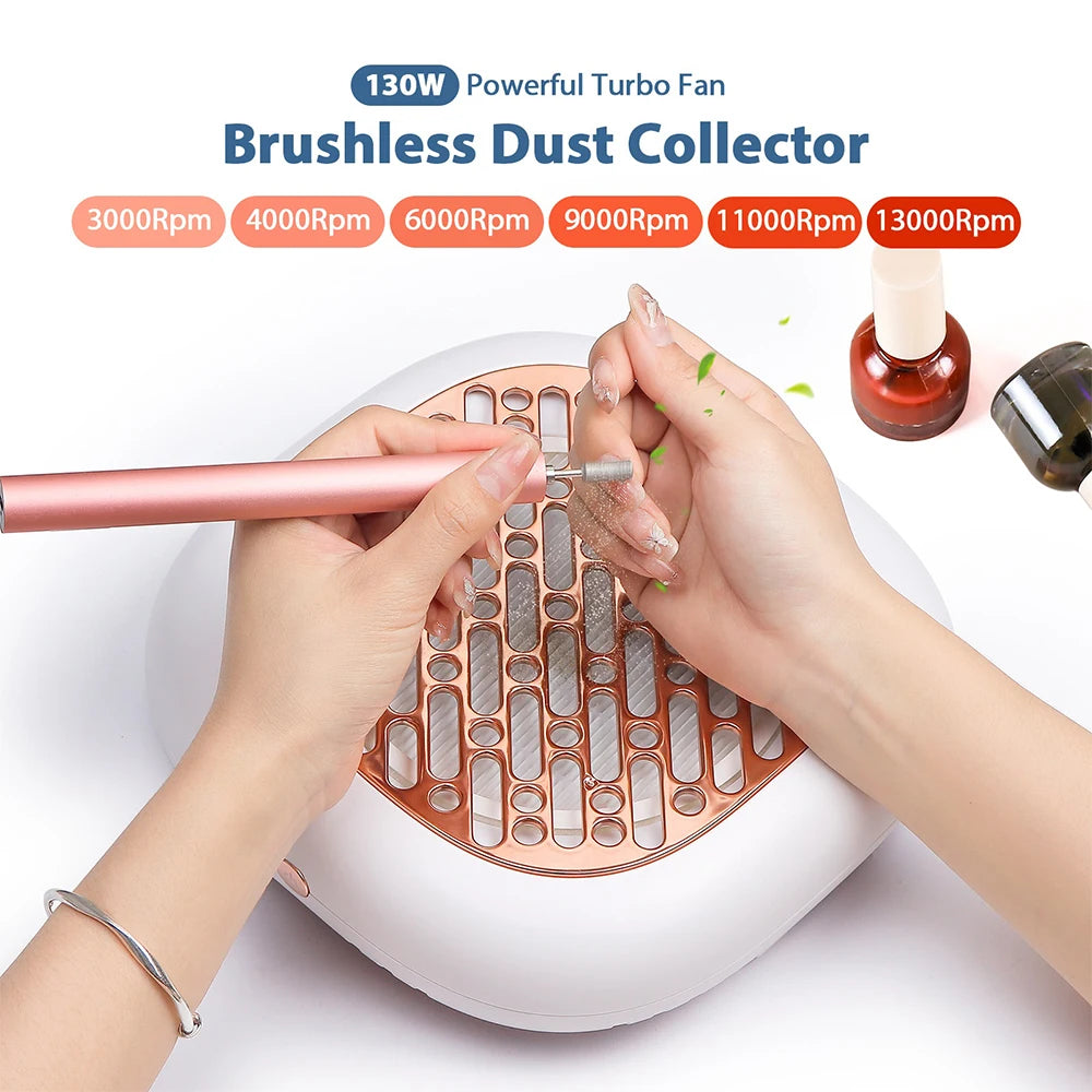 Two-Filter Nail Dust Collector with ABS Body, Adjustable Suction and Listed 23 x 22.5 x 6.9cm Size, Grey, Rose, Silver or Pink Manicure Vacuum Options