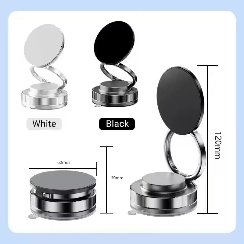 Vacuum Magnetic Car Phone Holder in Black, Suction Cup Mount with Locking Knob and Listed 360-Degree Rotation for Compatible Smooth Flat Surfaces