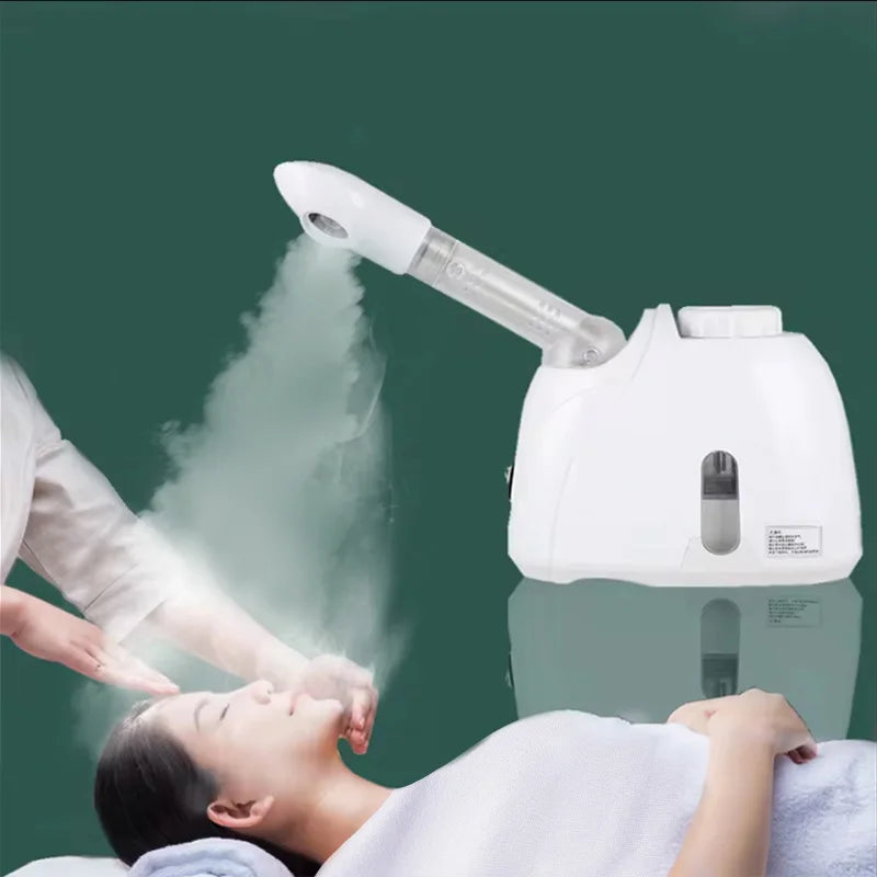 100ml Warm Mist Facial Steamer with Extended Arm, 360-Degree Rotating Outlet and Aromatherapy Compartment, 350W Home Beauty Device