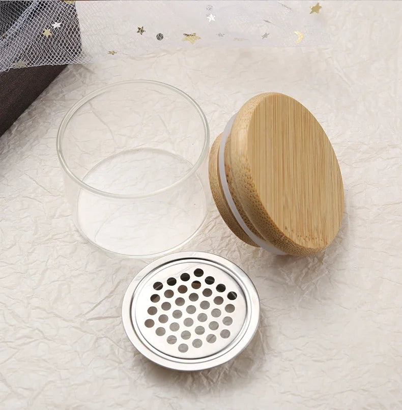 Nail Brush Cleaning Cup with Stainless Steel Mesh Base, Glass Manicure Tool Container for Brush Washing and Compatible Nail Drill Bit Cleaning