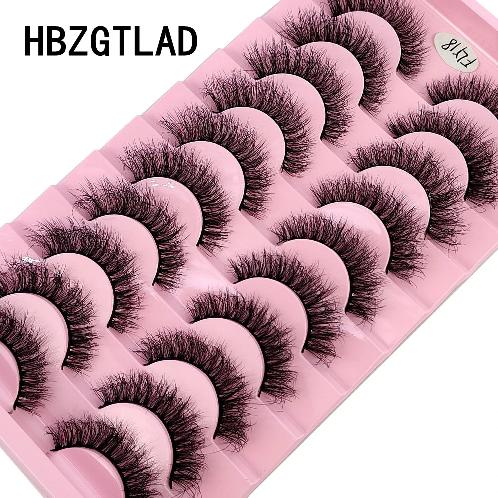 Faux Mink Strip Eyelashes in Ten-Pair Style Options, Synthetic Lash Fibers with Black Cotton Band Reference and Eighteen Codes for Everyday or Occasion Makeup