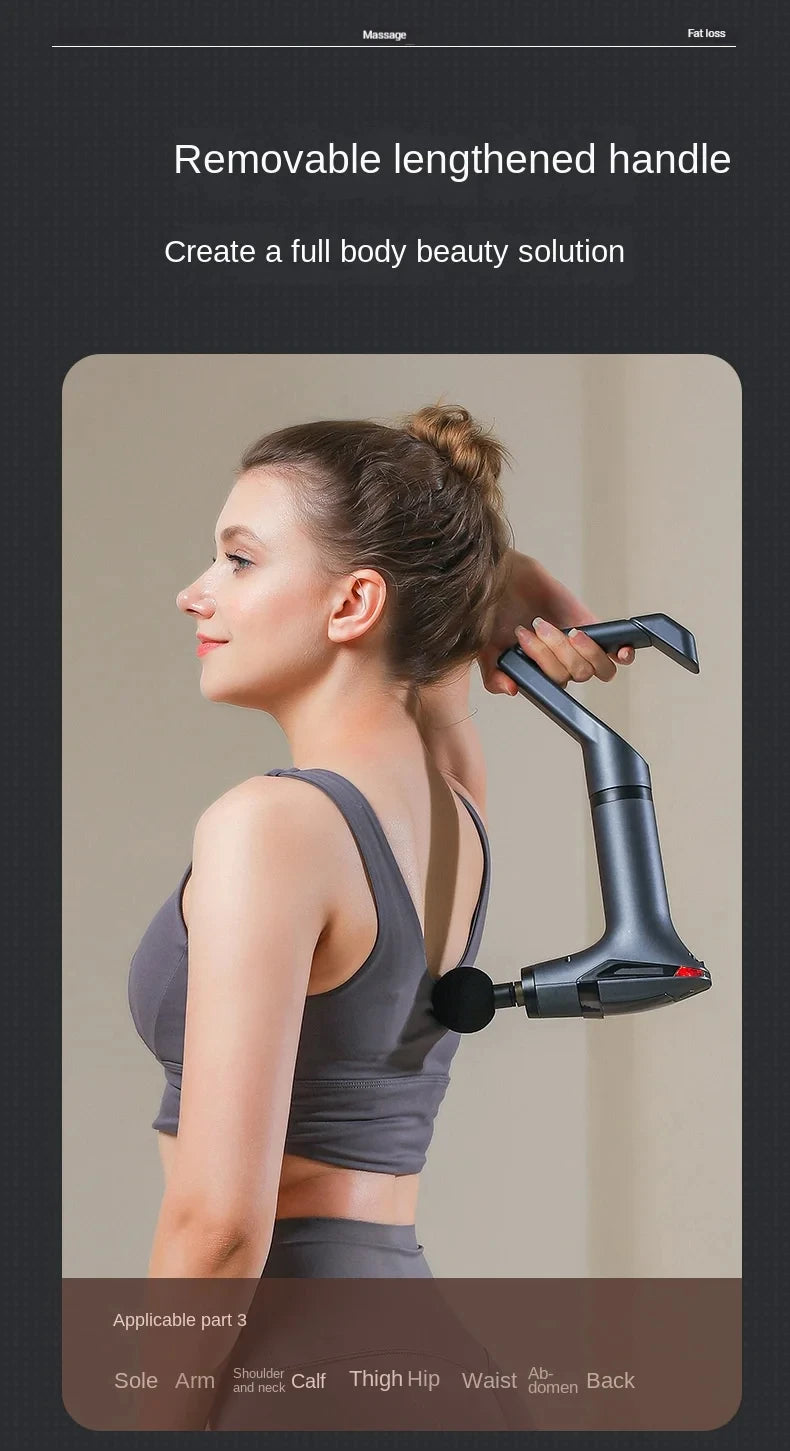 Long-Handle Massage Gun in Dark Gray with 1500mAh Battery, Type-C Charging and Listed 2600–3300rpm Motor Speed for Adult Personal Massage Routines