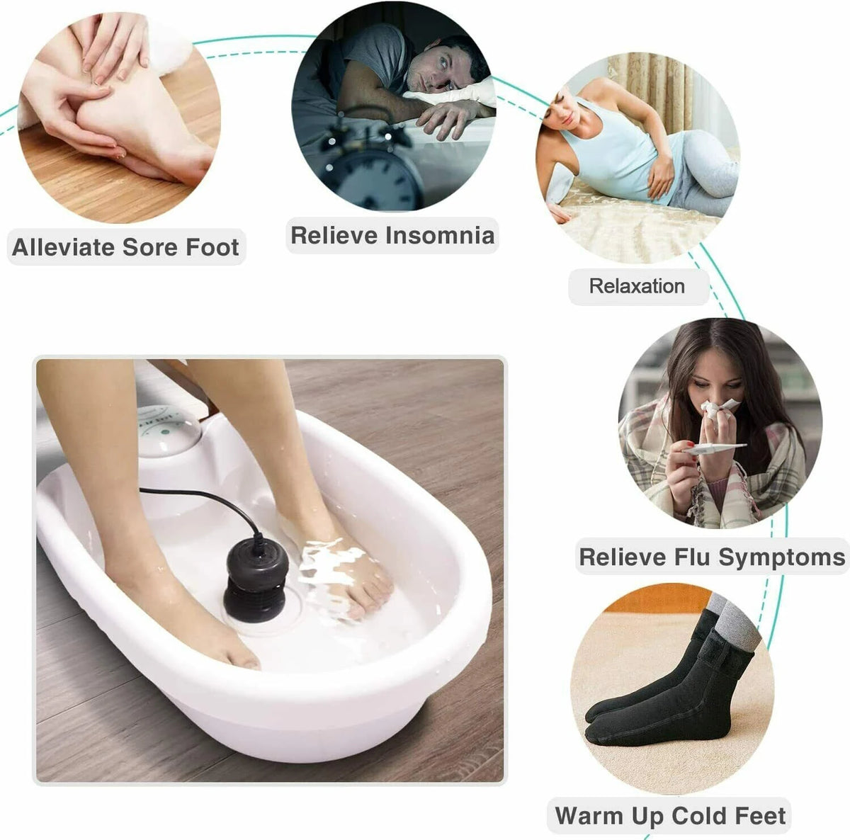 Foot Soaking Basin with Raised Circular Dots, Basin-Only Foot Bath Container for Seated Home Personal-Care Routines, No Foot Spa Machine Included