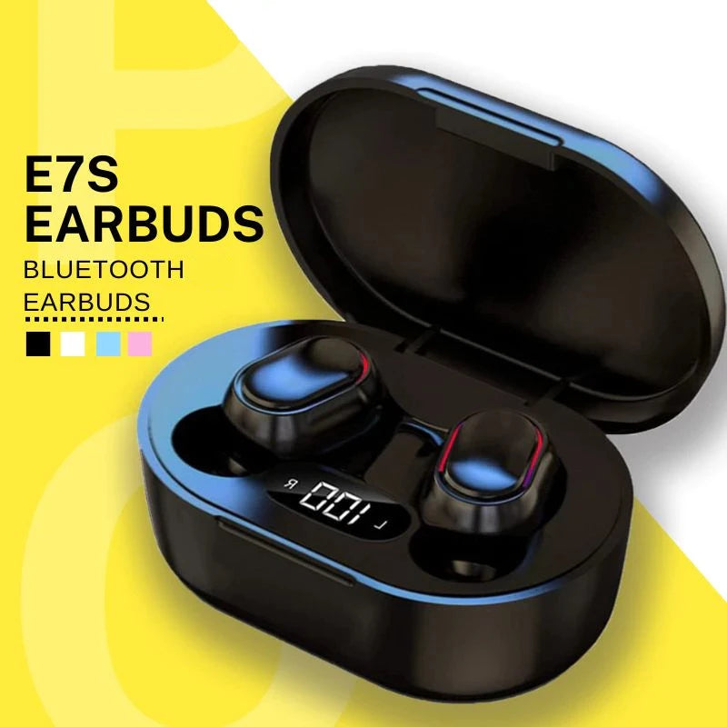 E7S TWS Wireless Earbuds, Bluetooth Earphones with Microphone in White, Blue, Green, Black, Yellow or Pink for Compatible Device Music and Hands-Free Calls