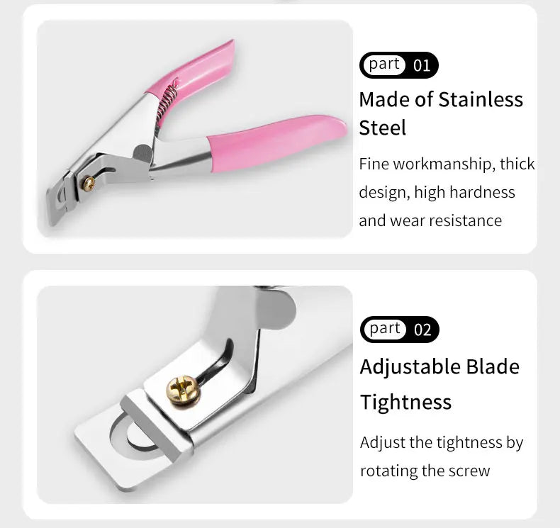 Nail Tip Cutter with Stainless Steel Construction and Straight-Edge Trimming Design for Compatible Acrylic and Artificial Tips, Four Color Options