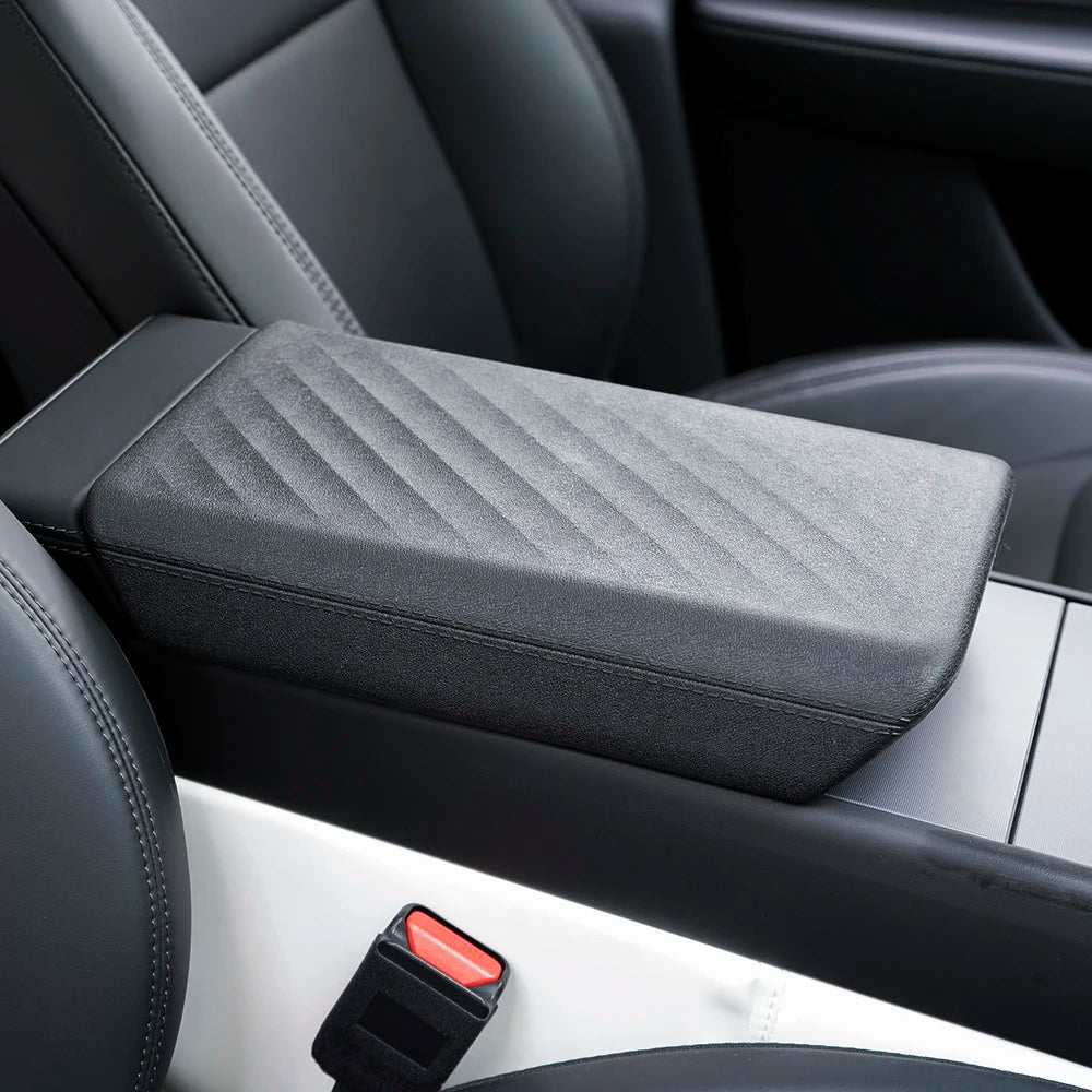 TPE Center Console Armrest Cover by TEKSY for Listed Tesla Model 3 Highland 2024–2026 and Model Y Juniper 2025–2026, Black, White and NEW Version Options