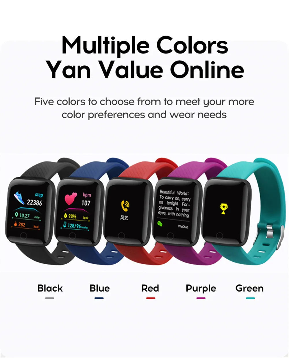 Y68 and 116Plus Fitness Smart Watch with Silicone Wristband, Circular Touch-Button Control and App Setup, Everyday Activity Tracking and Message Reminder References