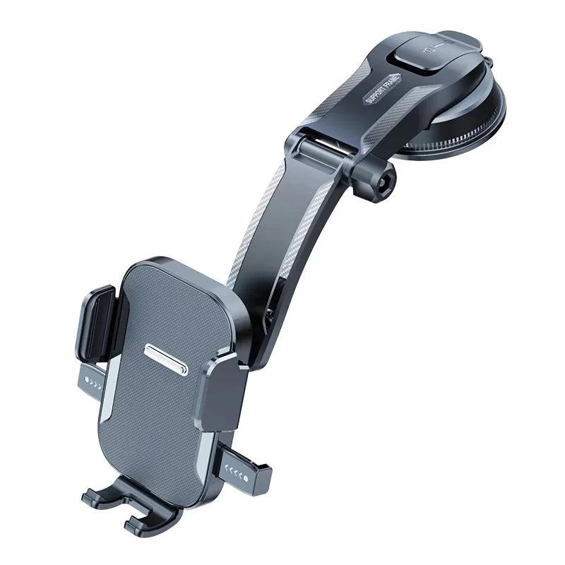 Dashboard Car Phone Holder with Pressure-Locking Suction Cup, 360-Degree Rotation and Quick-Release Clamp for Navigation in Three Black Style Options