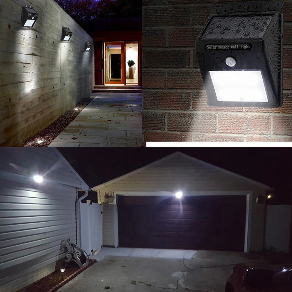 Outdoor Solar Wall Light Options for Garden Fences, Courtyards and Exterior Walls, with Listed 6-LED Non-Sensor and 30-LED PIR Motion Sensor Designs