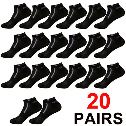 Men's Mesh Ankle Socks in Polyester, Short Casual and Sports Style Multipacks with 5, 10, 20, 30 or 40-Pair Labels and Black, White, Gray or Mixed Options