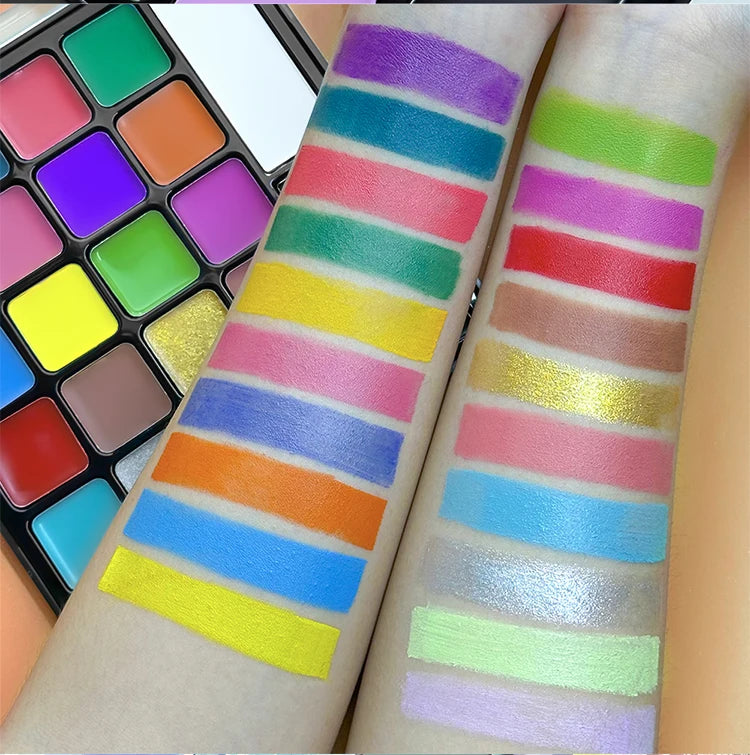 22 Color Face Paint Palette and SFX Makeup Kit Options for Halloween, Cosplay and Stage Costumes, with Brush Bundle Choices for Creative Body Art