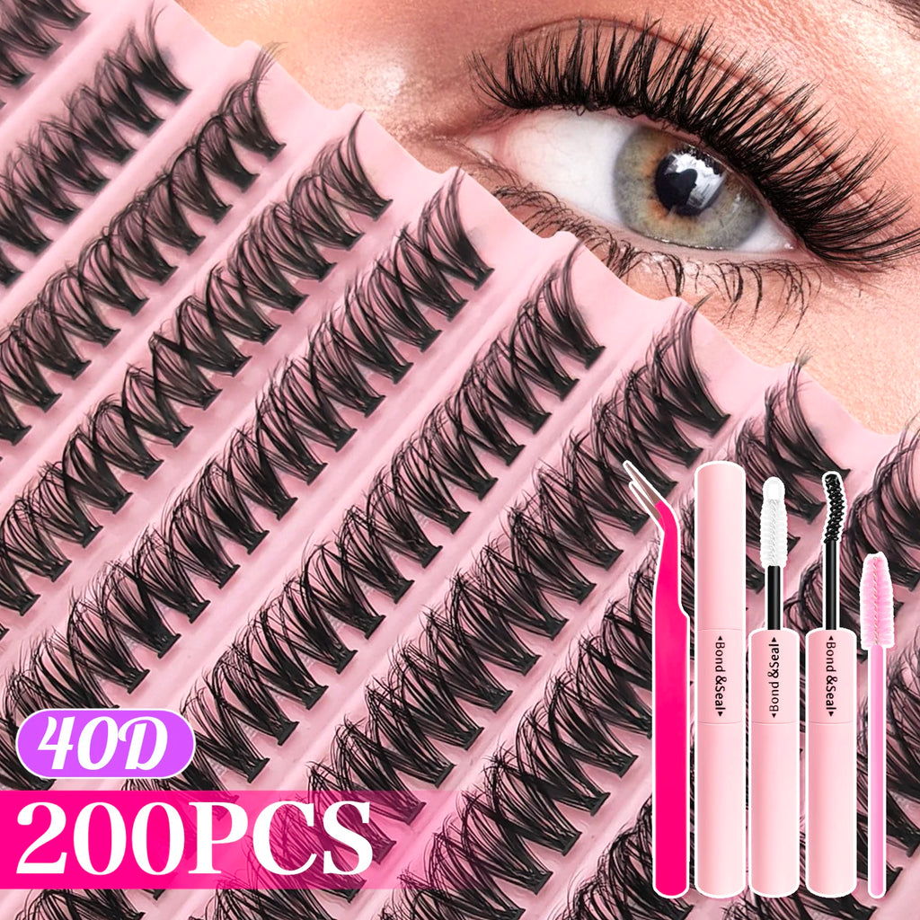 Lash Cluster Extension Kit with Wispy Volume, Fourteen Quantity and Style Options Including Spike and Bottom Lash Labels for Adult Makeup Looks