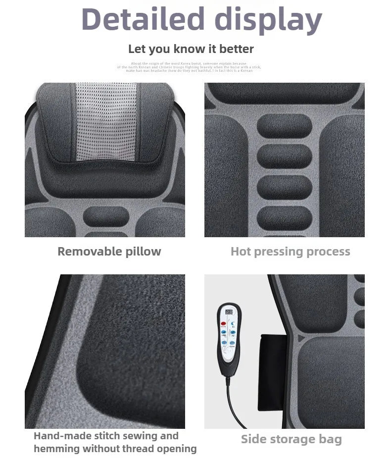 Car Massage Seat Cushion with Listed Heating, Vibration and Lumbar Airbag Features, Basic or Upgraded Models with Four Plug Options for Home Office Relaxation