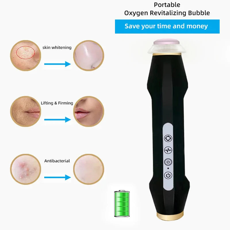 Rechargeable Facial Bubble Pen, 106g Handheld Beauty Device with Five Vibration and Spin Intensity Levels, Eight LED Modes and With Box or No Box Options