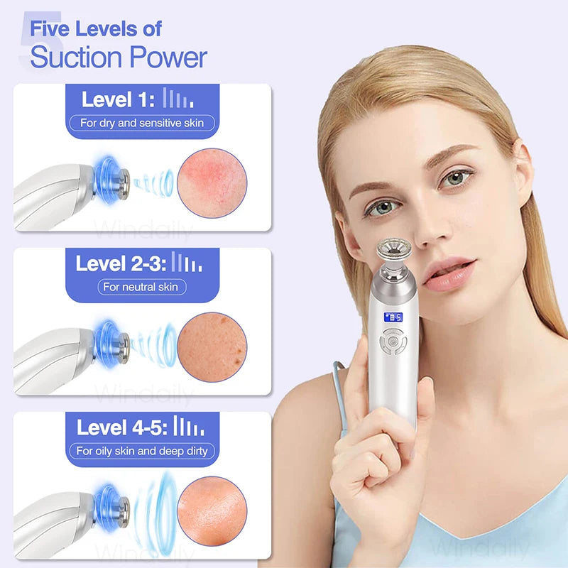 Cordless Diamond Microdermabrasion Device with Replaceable Tip References, Nine-Head Five-Level or Four-Head Three-Level Options for Adult Facial Beauty Routines
