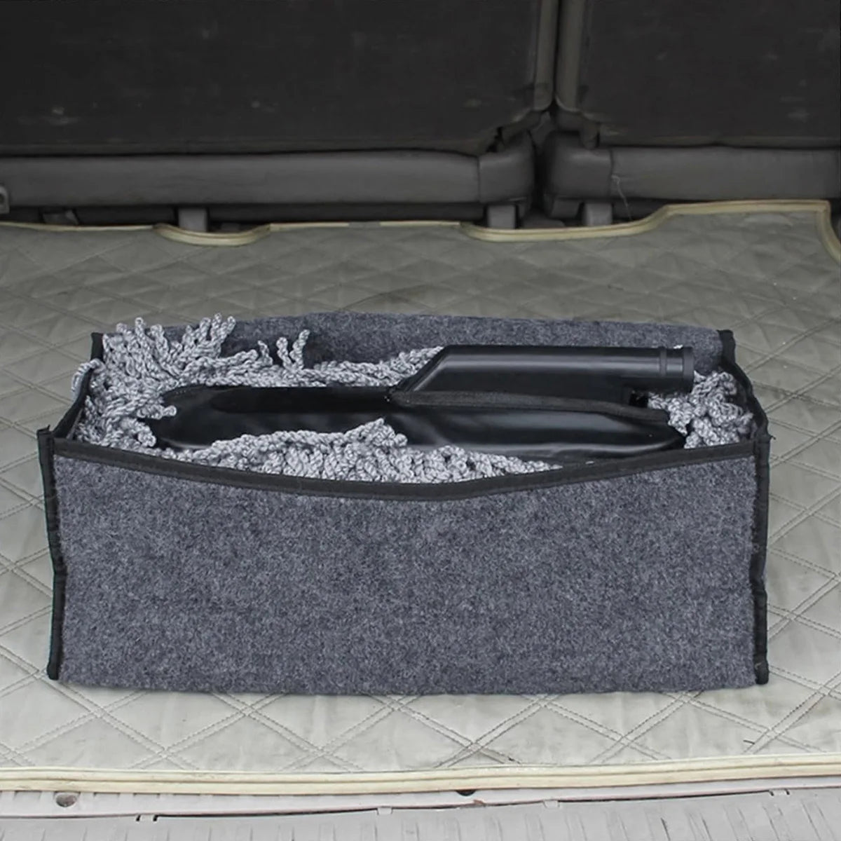 Foldable Felt Car Storage Box, Dark Gray Polyester Trunk Organizer in Two Listed Sizes with 2mm or 3mm Thickness Options for Vehicle Accessories