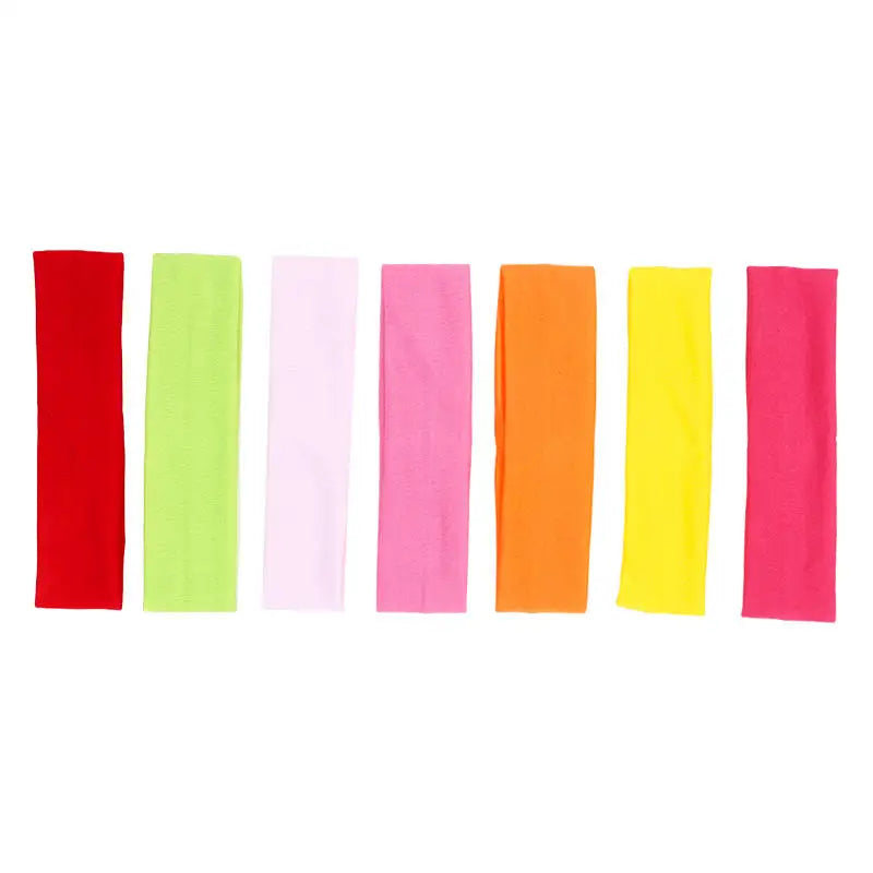 Elastic Sports Headbands for Women, Seven-Piece Stretchy Cloth Hairband Set in Black, Pink, Grey or Style Selections for Yoga, Running and Casual Hair Styling