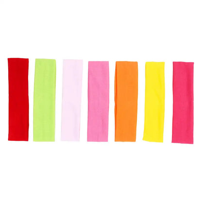 Elastic Sports Headbands for Women, Seven-Piece Stretchy Cloth Hairband Set in Black, Pink, Grey or Style Selections for Yoga, Running and Casual Hair Styling